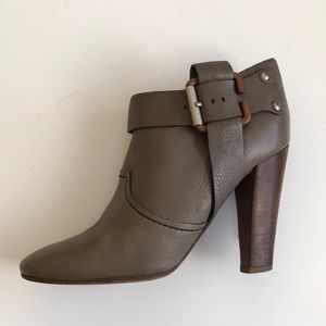 Chloe taupe leather boots Buckle booties 4” heels